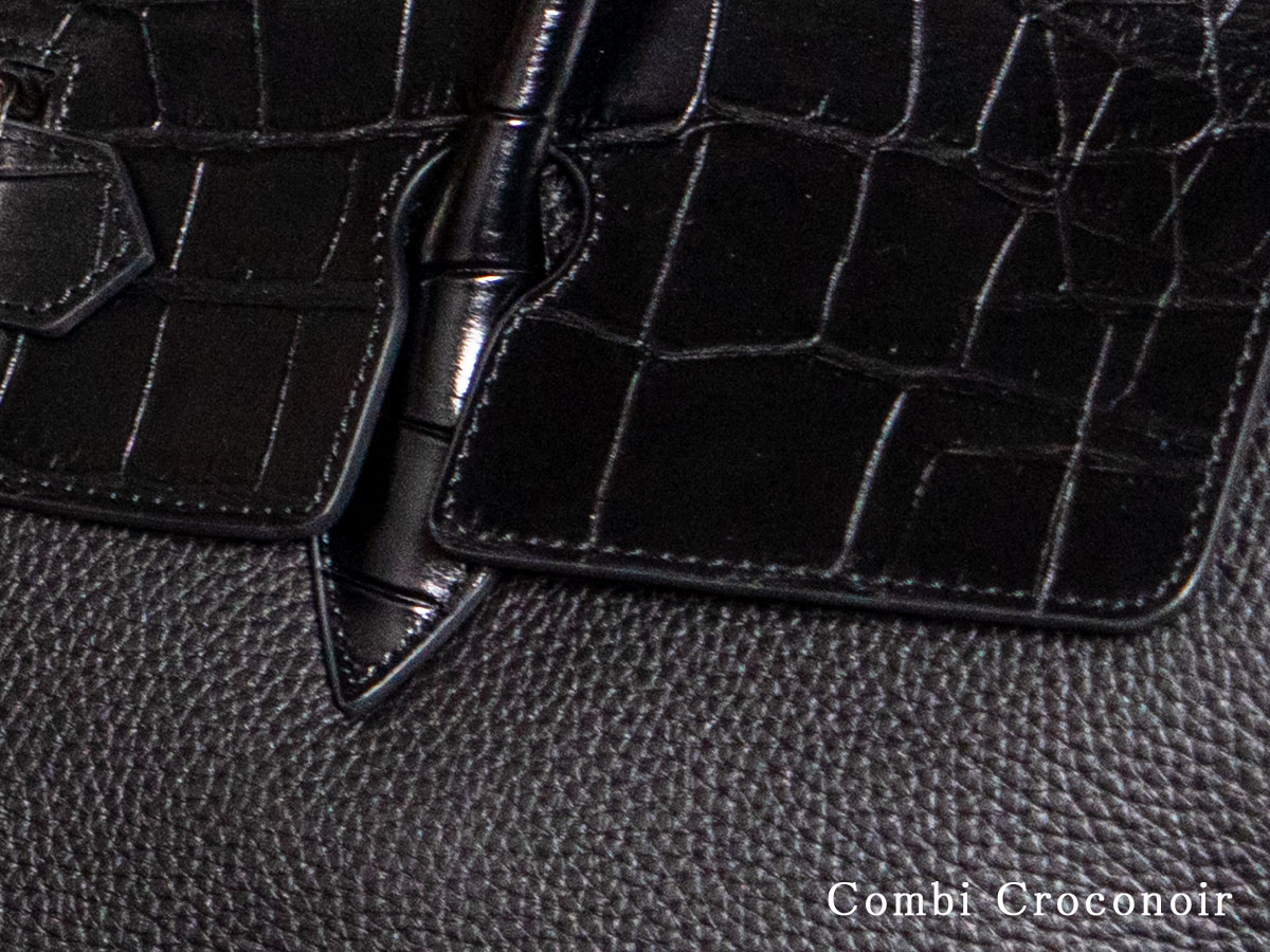 トゥールーズ 素材レザー　コンビクロコノワール