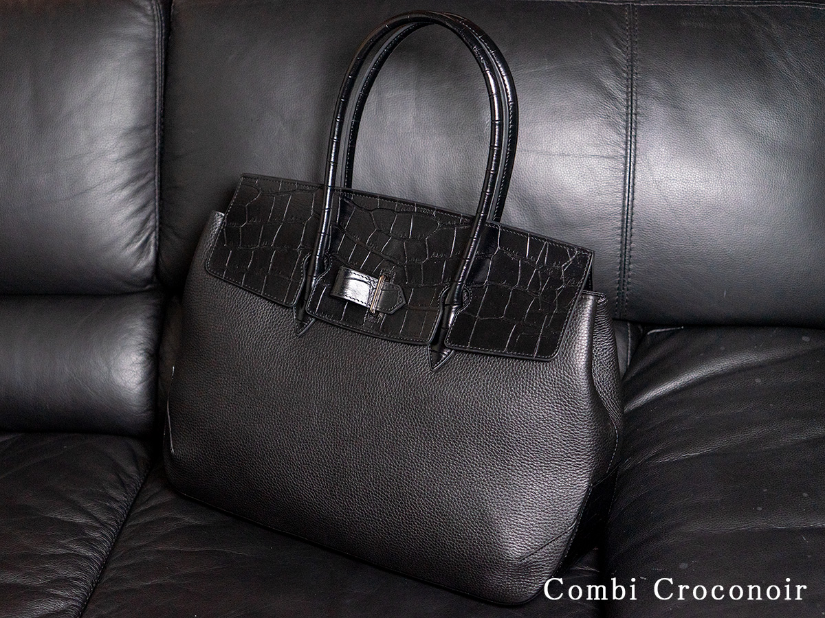 トゥールーズかぶせトートバッグ クロコノワール