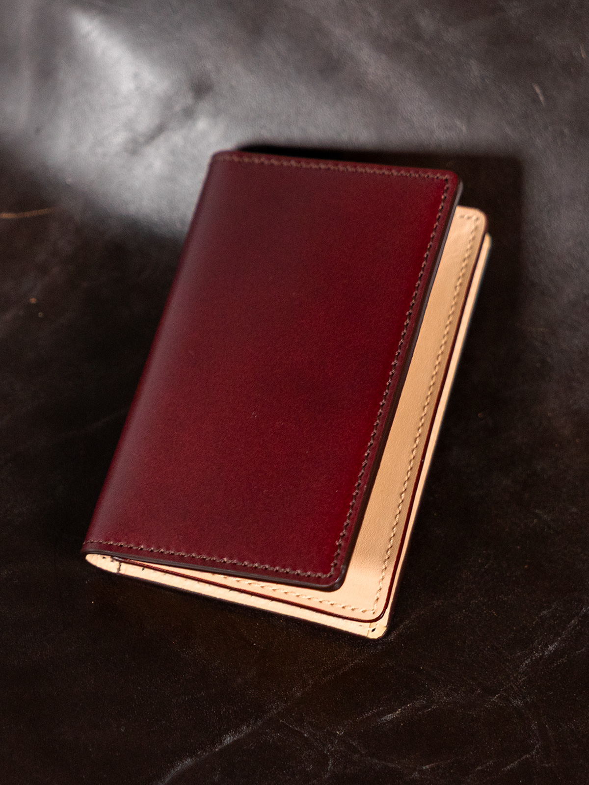 アニリンコードバン 名刺入れ カードケース　ボルドー