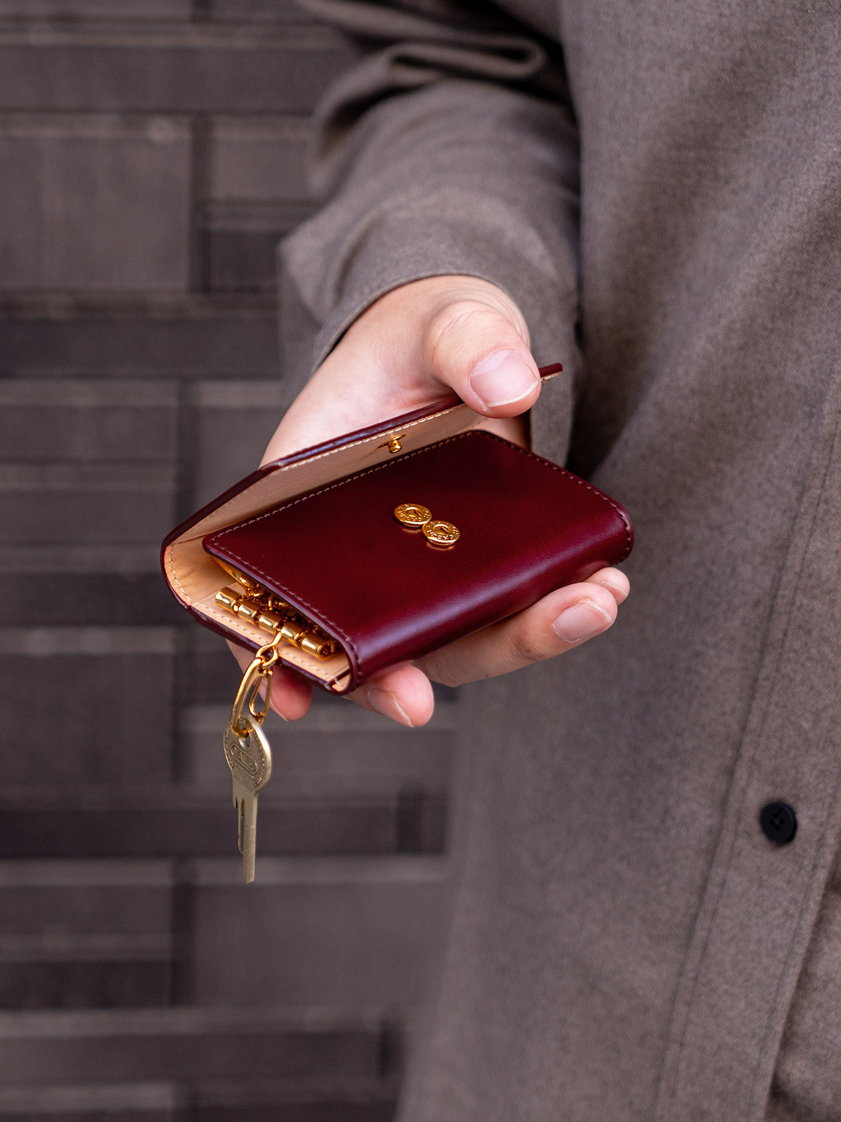 アニリンコードバン 三つ折りキーケース