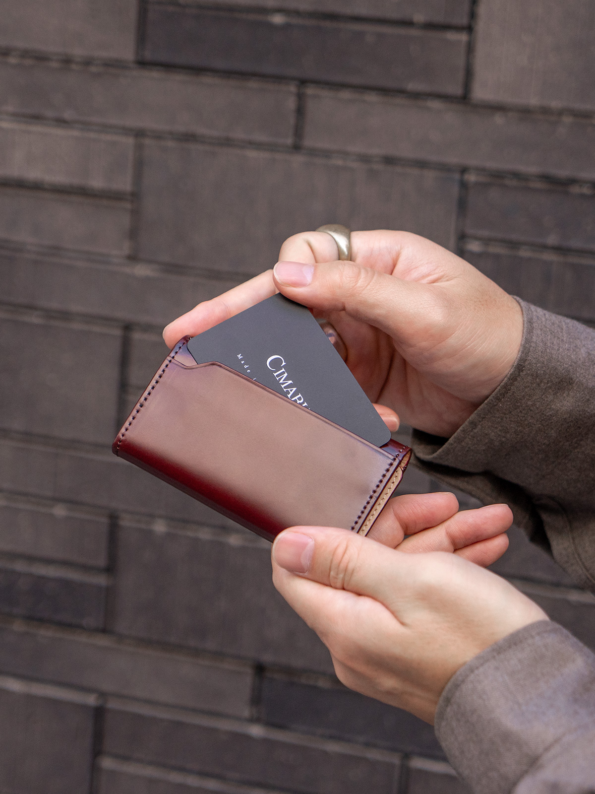 アニリンコードバン 三つ折りキーケース