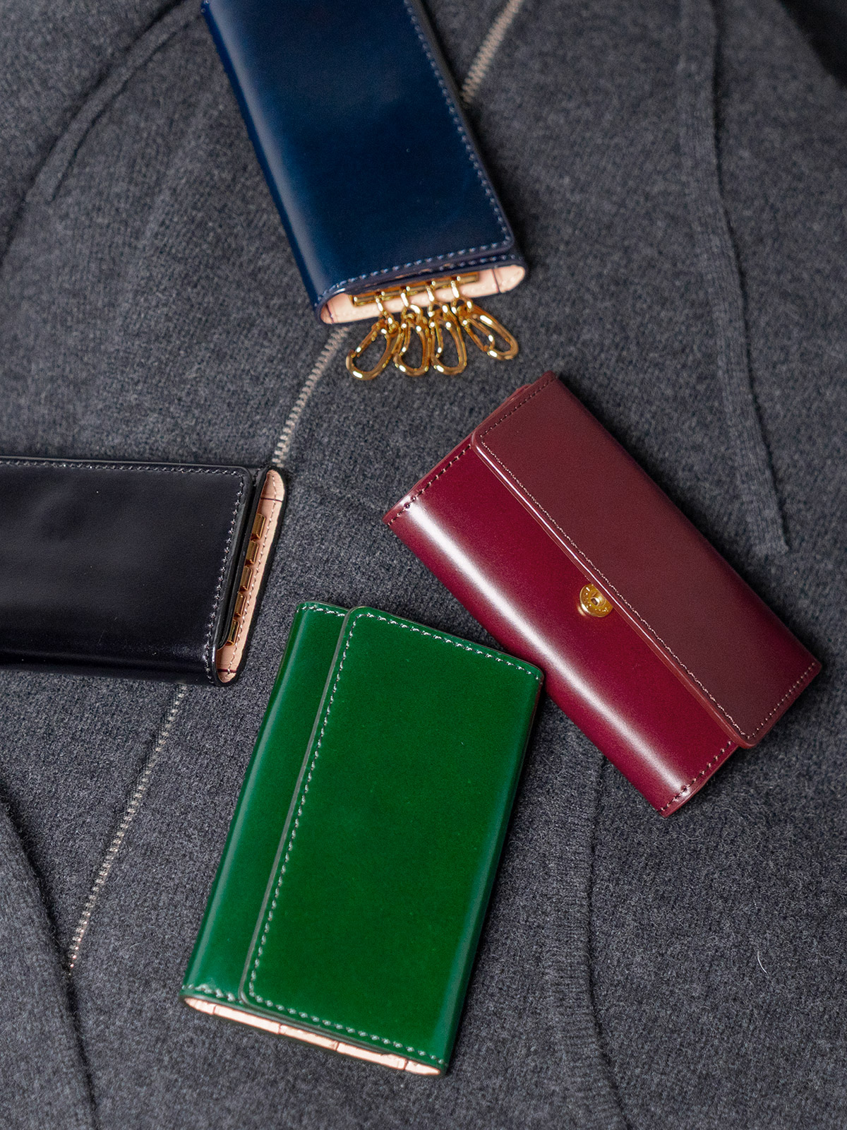 アニリンコードバン 三つ折りキーケース