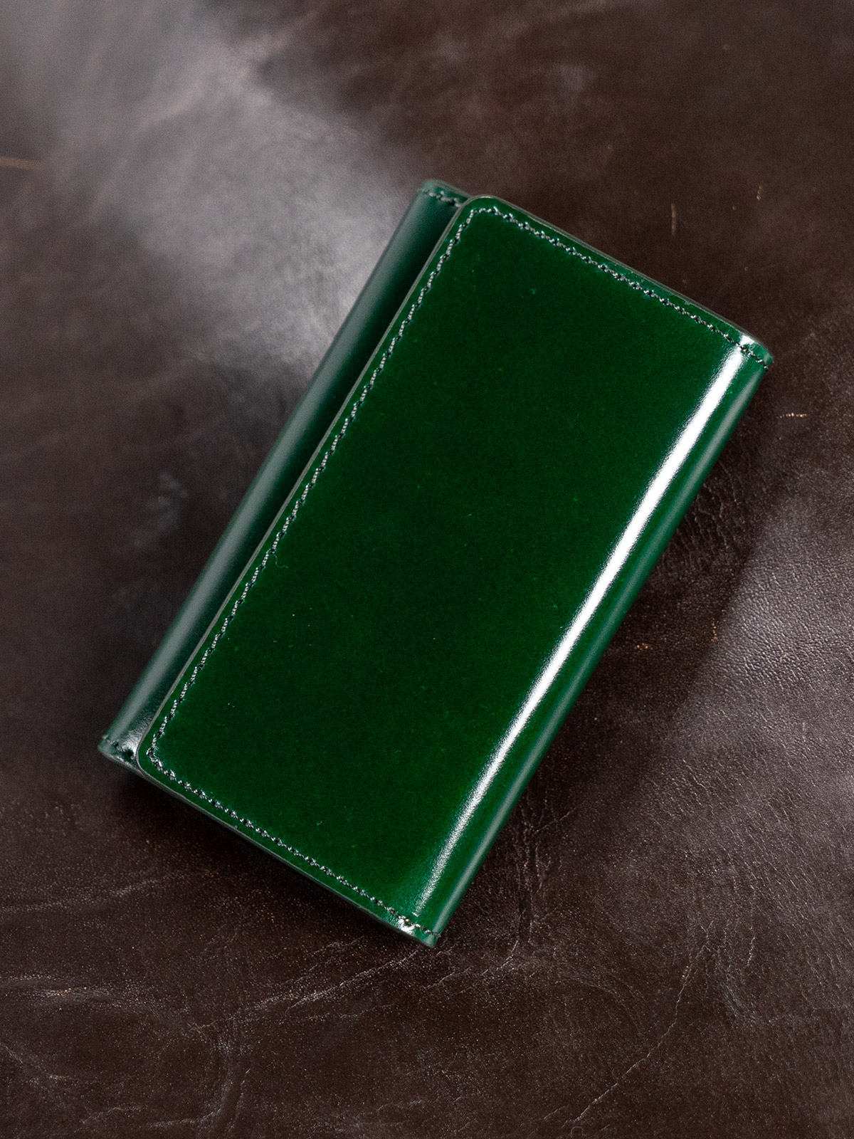 アニリンコードバン 三つ折りキーケース　グリーン