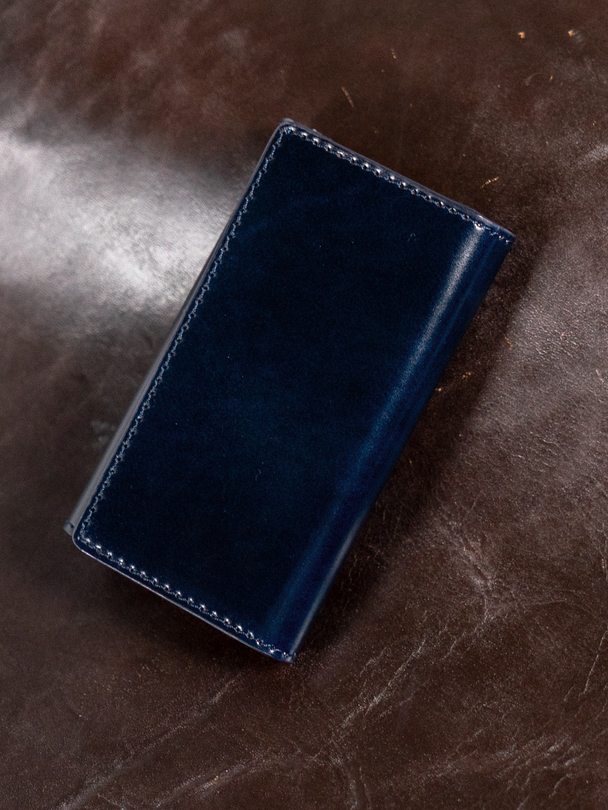 アニリンコードバン 三つ折りキーケース　ネイビー