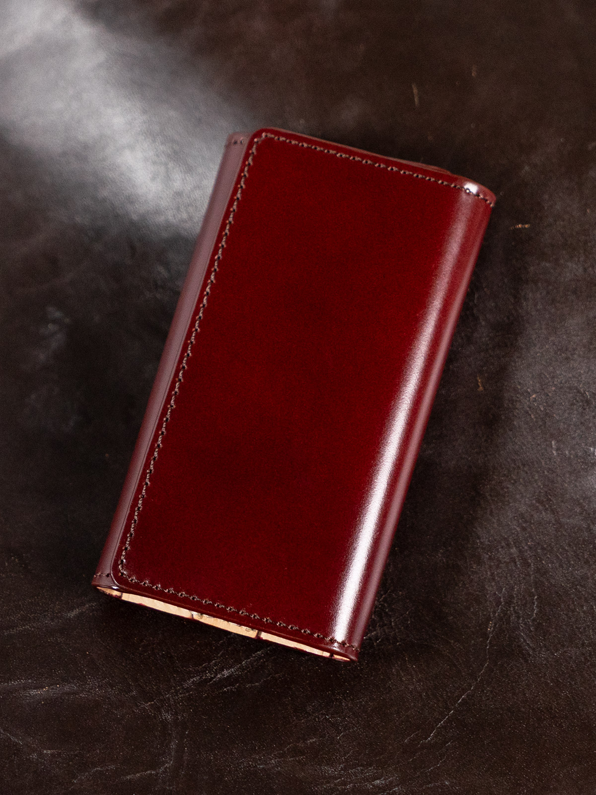 アニリンコードバン 三つ折りキーケース　ボルドー