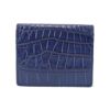 藍染めクロコダイル ダブルホックミニウォレット（二つ折り小型財布）