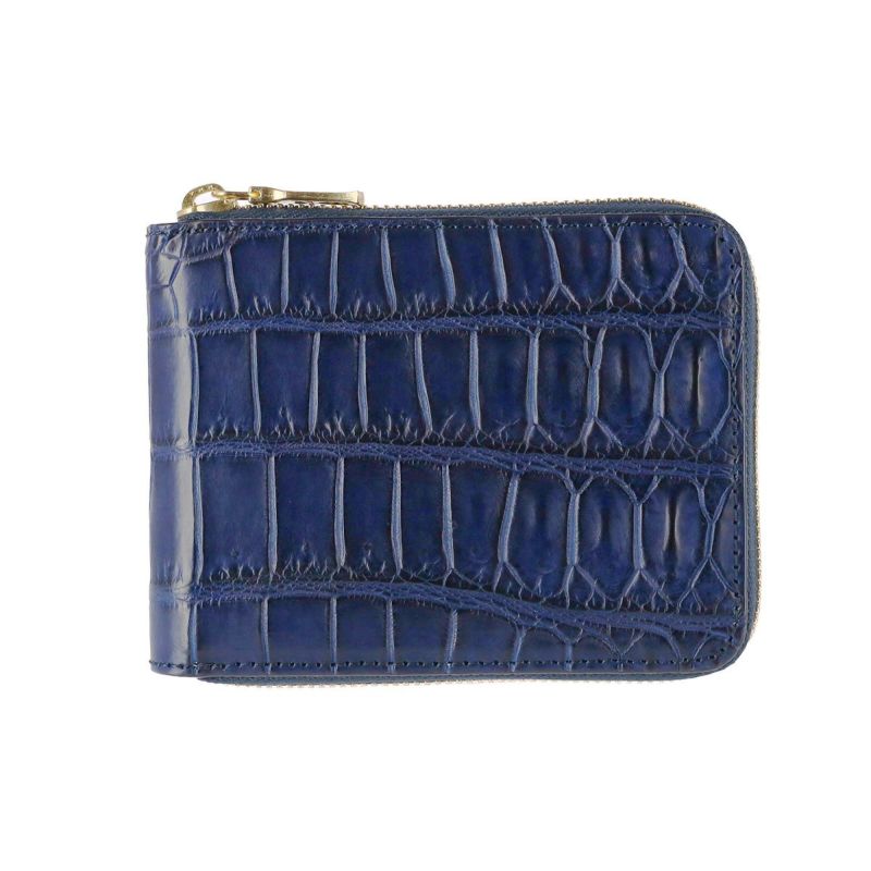 藍染めクロコ, ラウンドファスナー二つ折財布