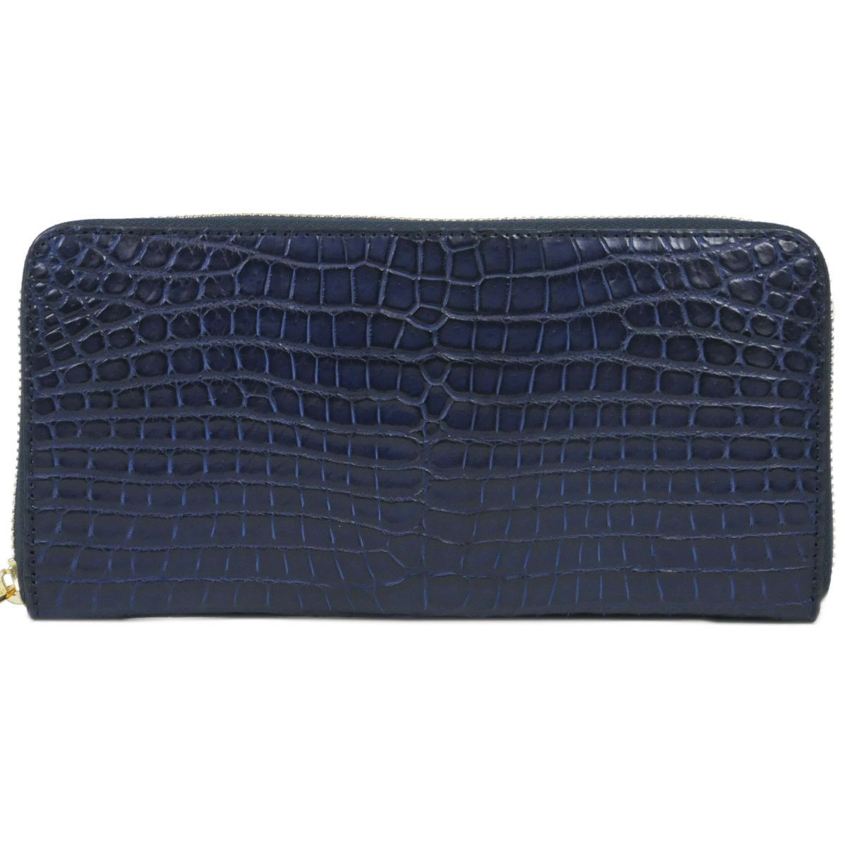 藍染めクロコダイル RFロングウォレット（ラウンドファスナー長財布）