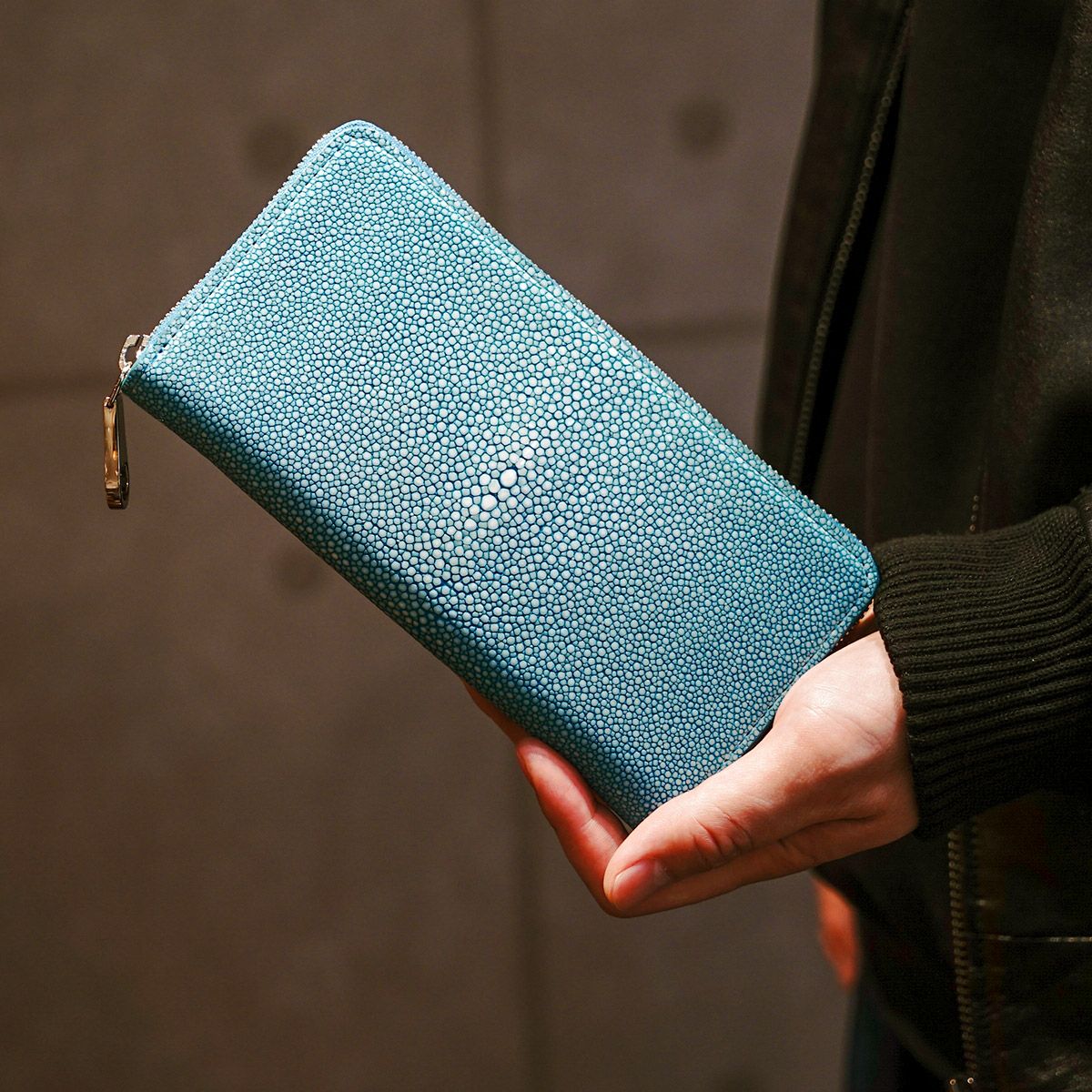 スティングレー 長財布 ポリッシュ加工 ウォレット グリーン  