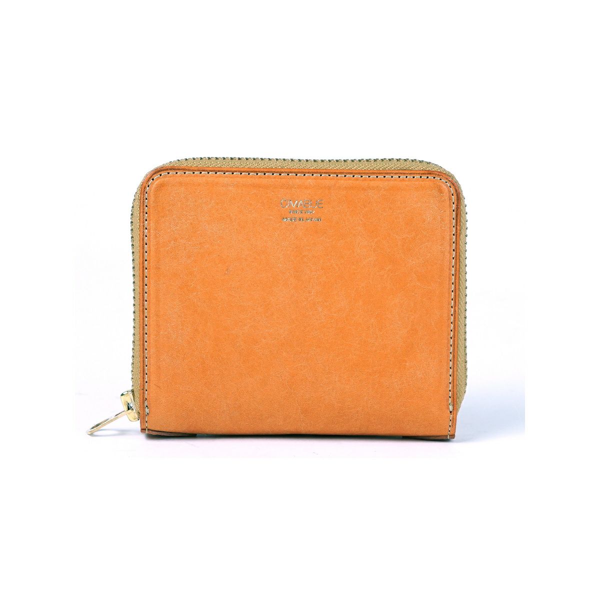 ソリティア ラウンドファスナー 二つ折り財布 キャメル