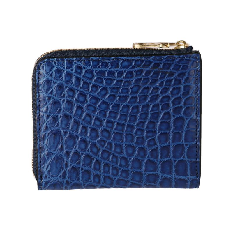 藍染めクロコダイルＬ字ファスナーコンパクト財布 | 二つ折り財布 