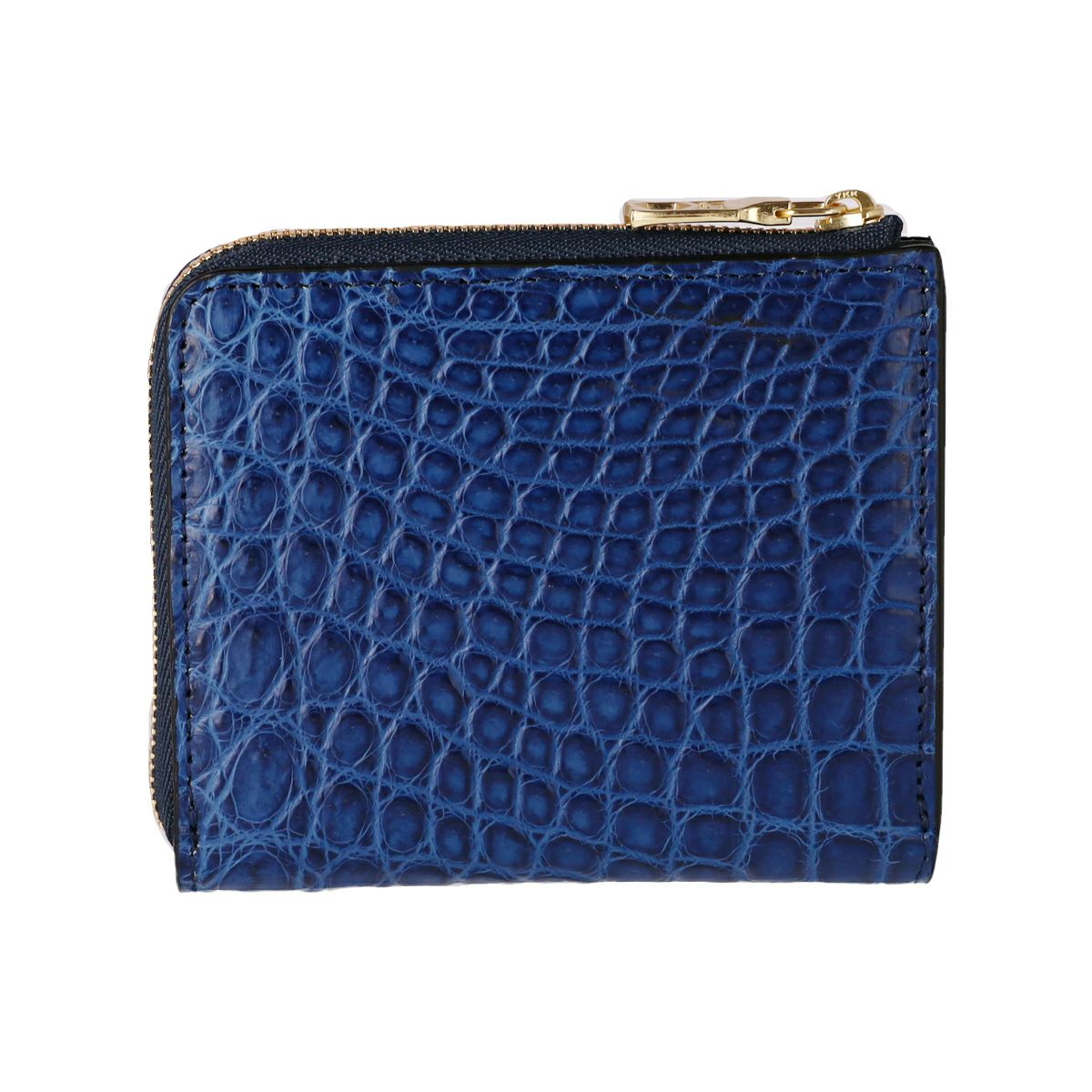 チマブエ 藍染クロコ L字ファスナー 二つ折り財布