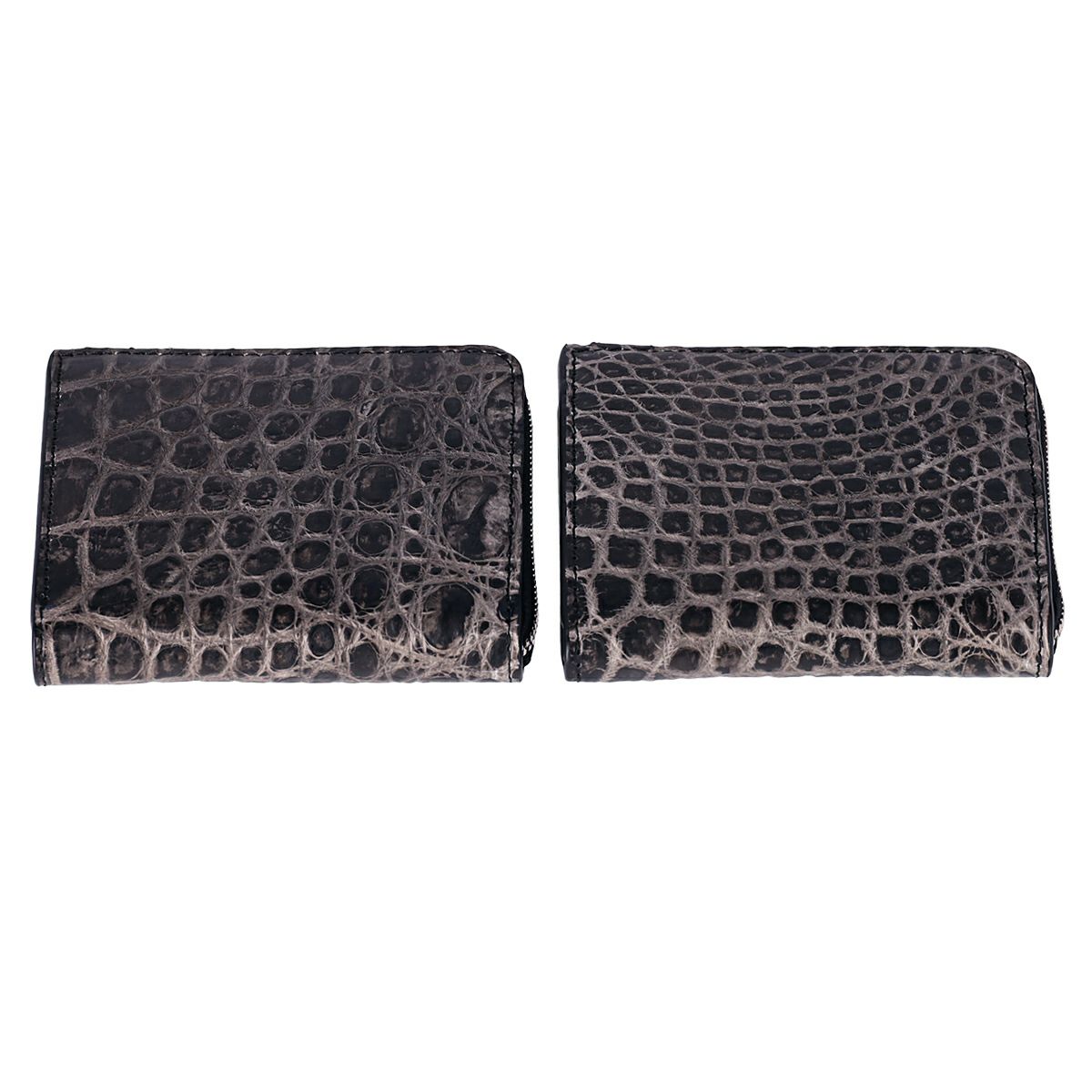 チマブエ 藍染クロコ L字ファスナー 二つ折り財布